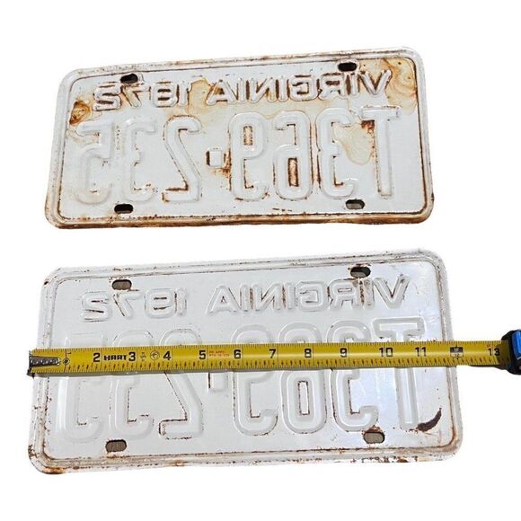 Vtg 1972 Virginia Collectible License Plate Set Of Two Pair Matching T369 235 - Picture 3 of 3